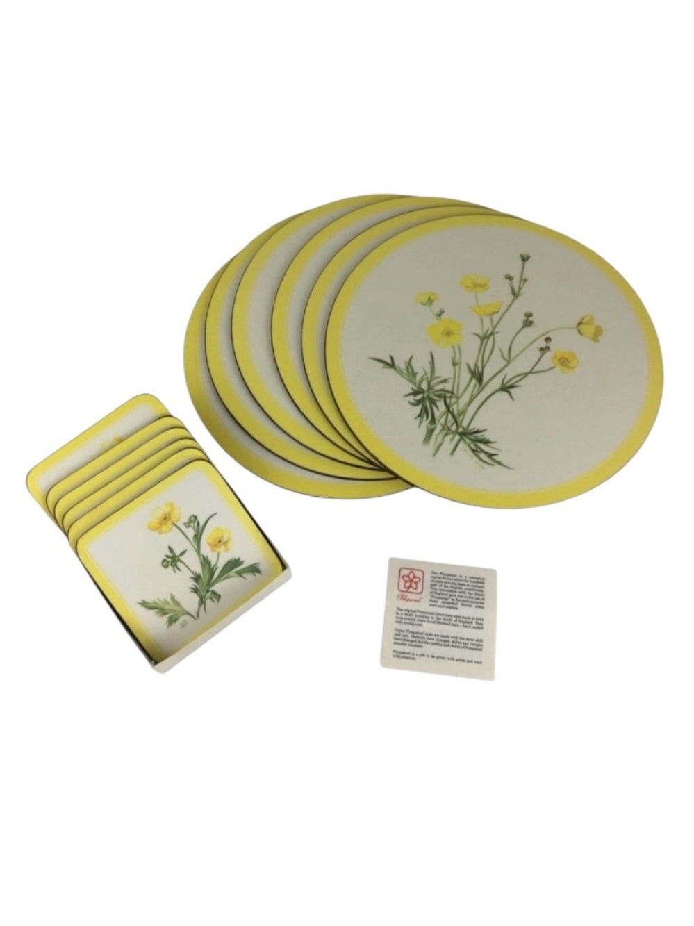 Vintage Pimpernel Yellow Floral Placemats and Coasters Set Cottagecore Botanical - Picture 5 of 13